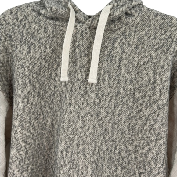 Madewell Quilted Sleeve Hoodie Sweatshirt Top in ivory and gray. Size‎ Large - Picture 13 of 16